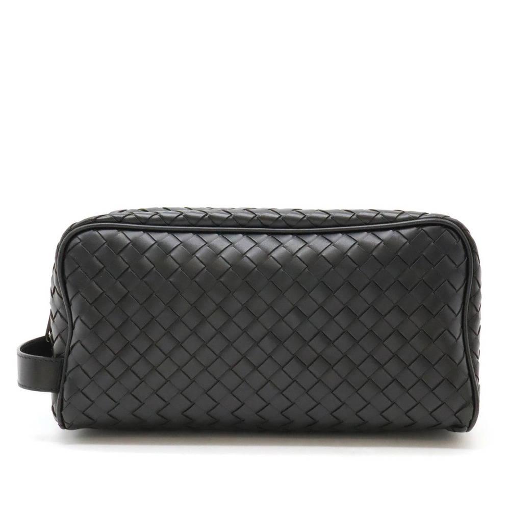 BOTTEGA VENETA Intrecciato Shoulder Bag Calf Leather Black